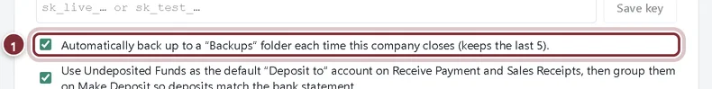 The automatic backup checkbox, ticked